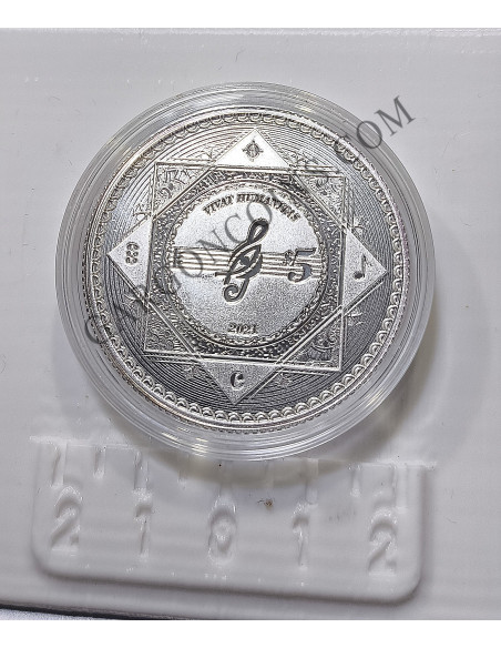 Tokelau 5 Dolares año 2021  1 onza Plata pura