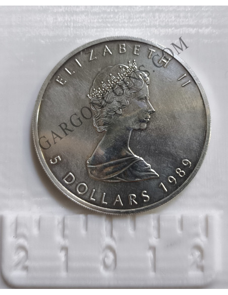 Canada 5 Dolares  1989  1 onza Plata pura Maple Leaf