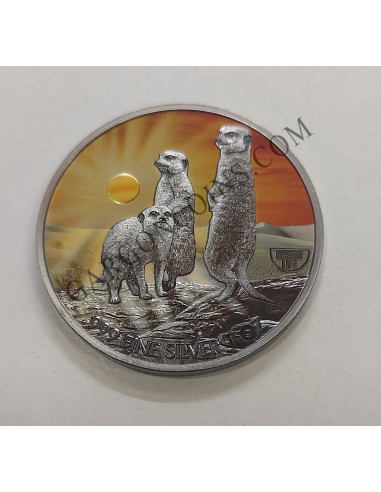  Niue 2 Dólares 2020 Suricatos  coloreada 1 onza Plata 0.999