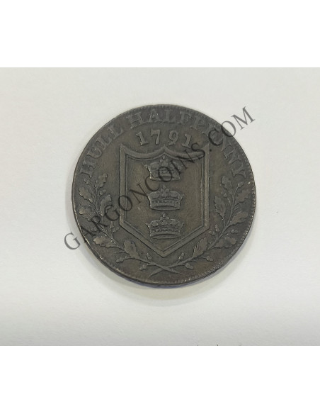 Hull Half Penny Gran Bretaña Yorkshire Token 1791