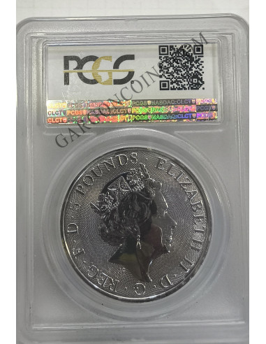 Gran Bretaña 5 Libras 2 Onzas 2018 Unicornio de Escocia Certificado PCGS