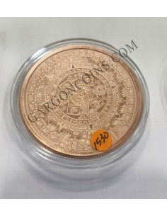 Espectacular pieza de 5 onzas de cobre puro de Golden State Mint. Motivo Azteca