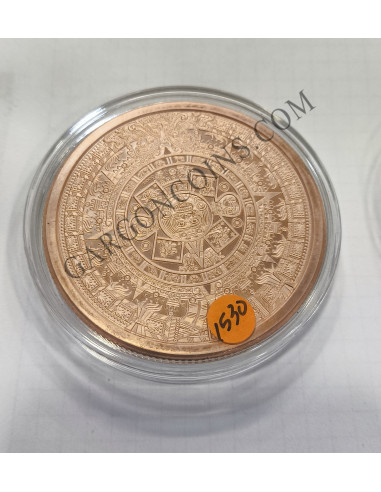 Espectacular pieza de 5 onzas de cobre puro de Golden State Mint. Motivo Azteca