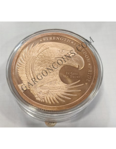 Espectacular pieza de 5 onzas de cobre puro de Golden State Mint. MotivoBandera y Aguila de Usa