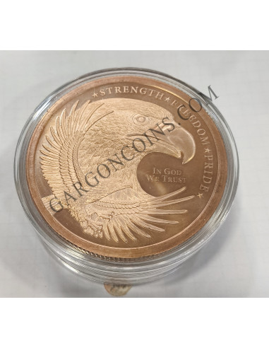 Espectacular pieza de 5 onzas de cobre puro de Golden State Mint. MotivoBandera y Aguila de Usa