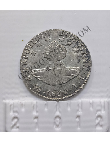 Bolivia 4 soles del1830 ceca Potosi ensayadores JJ EBC