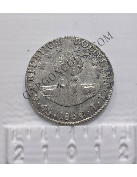 Bolivia 4 soles del1830 ceca Potosi ensayadores JJ EBC