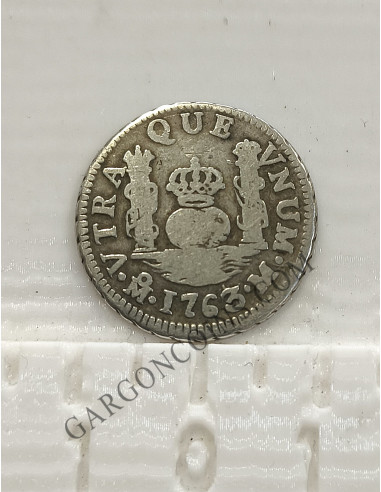 Carlos III 1 Real ceca de Mexico y ensallador M del 1763 MBC