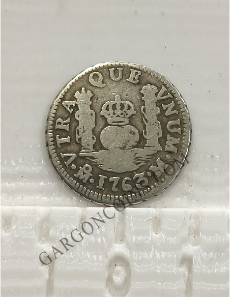 Carlos III 1 Real ceca de Mexico y ensallador M del 1763 MBC
