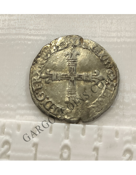 Francia y Navarra Enricus III 1586  1/4 de ECU ceca ilegible