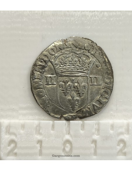 Francia y Navarra Enricus III 1586  1/4 de ECU ceca ilegible