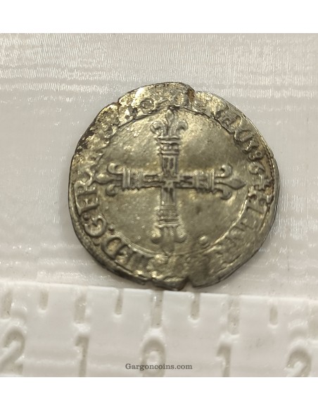 Francia y Navarra Enricus III 1586  1/4 de ECU ceca ilegible
