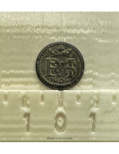 Felipe III 1 maravedí del 1606 ceca de Segovia  acueducto en vertical EBC Rara