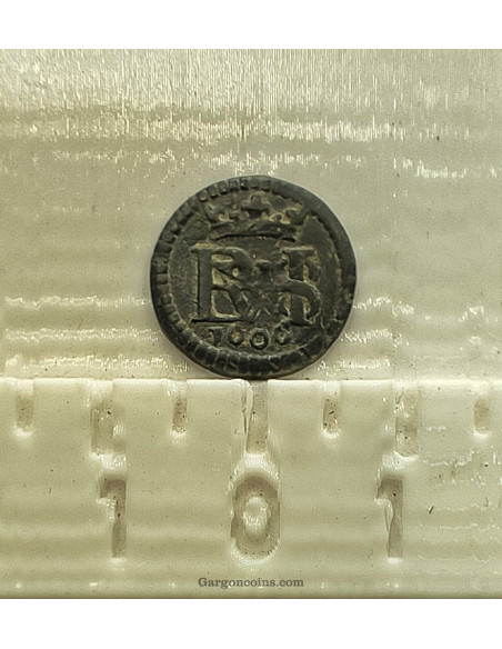 Felipe III 1 maravedí del 1606 ceca de Segovia  acueducto en vertical EBC Rara