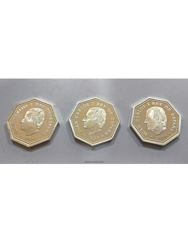 Colección 3 monedas de 1500 Pesetas del Milenio de la FNMT Octogonales