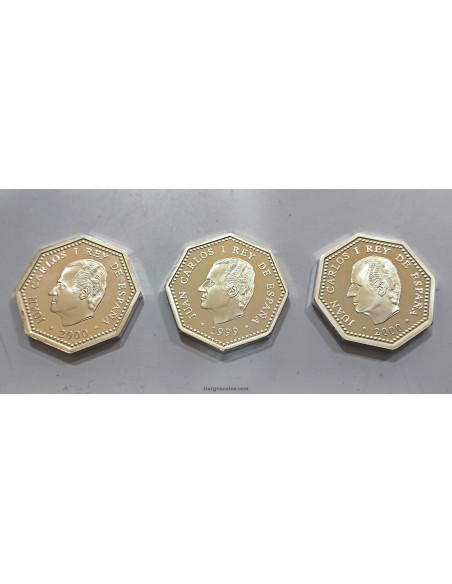 Colección 3 monedas de 1500 Pesetas del Milenio de la FNMT Octogonales