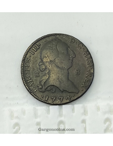 Carlos III 8 maravedis  del 1774 ceca de Segovia en EBC