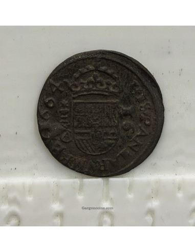 Felipe IV 16 Maravedís 1664 Ceca de Cuenca CA en EBC