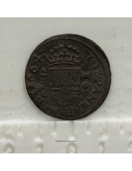 Felipe IV 16 Maravedís 1664 Ceca de Cuenca CA en EBC