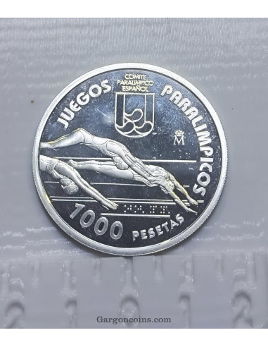 Moneda de 1000 pesetas de coleccion año 1996 Juegos Paralimpicos de Atlanta, Plata