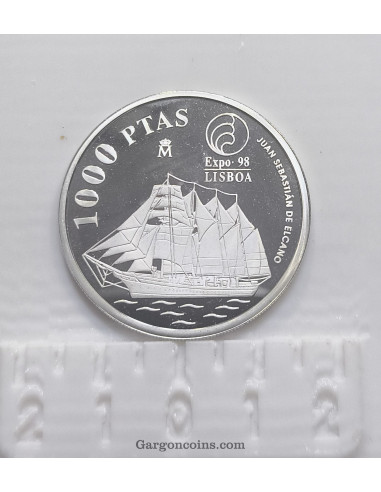 Moneda de 1000 pesetas de coleccion año 1998 Expo 98 Lisboa Juan Sebastian Elcano