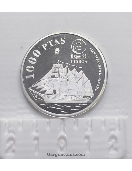 Moneda de 1000 pesetas de coleccion año 1998 Expo 98 Lisboa Juan Sebastian Elcano
