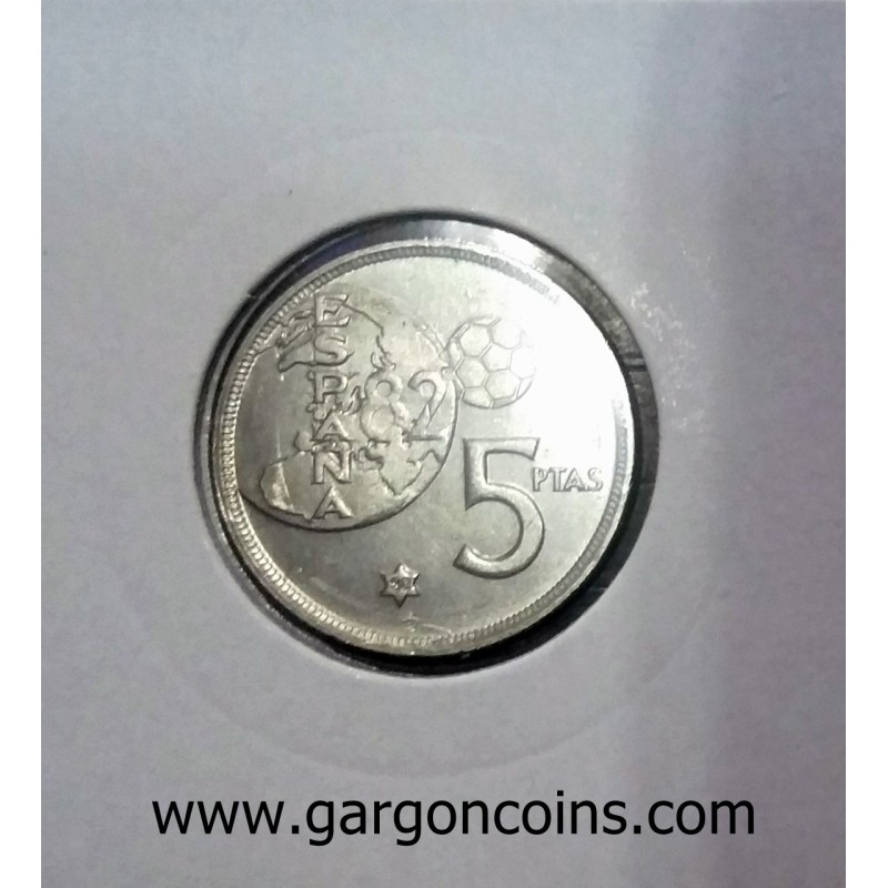 5 pesetas 1975*80 ERROR. Mundial.  Sin Circular