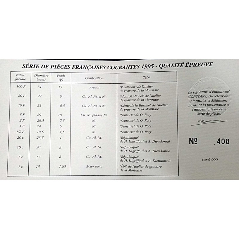 francia,france,proof,1995,monaie,paris,francs,francos,courantes