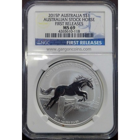 AUSTRALIAN MINT, 2015, STOCK HORSE,silver,onza troy,australia,1 dollar