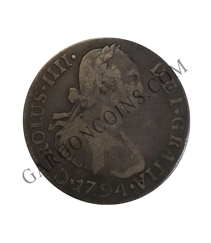 Carlos IV,2 Reales,Guatemala ,1794,M,plata,silver coins,silber moneda
