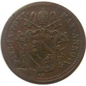 papal states,pio ix,1850,estados papales,año v,nc,biocco,1/2 biocco,